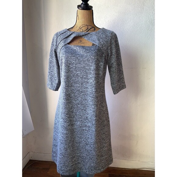 Emma & Michele Peek A Boo Fronted Bodycon Grey Dress with Half Sleeves Sz MEDIUM - Picture 1 of 16